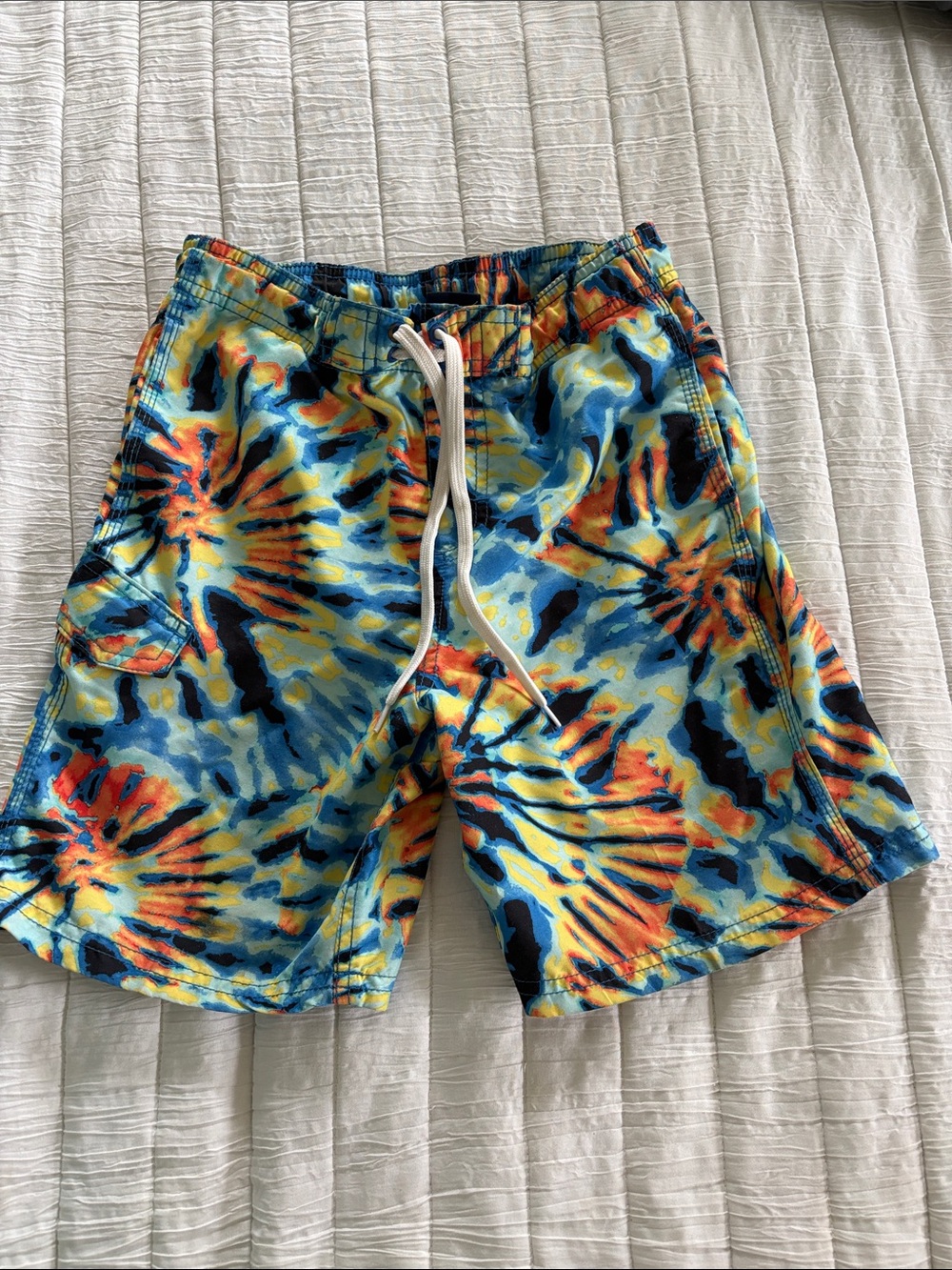 Kanu Surf Blue Yellow Orange Tie-Dye Swim Board Shorts